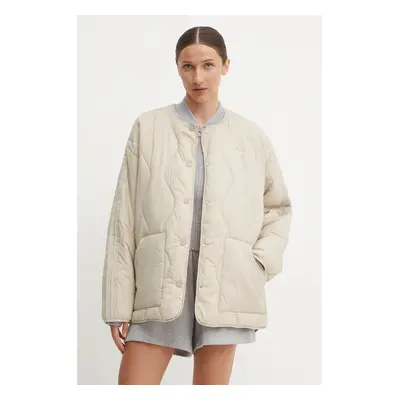 adidas Originals rövid kabát Quilted Liner női, bézs, átmeneti, JJ4352