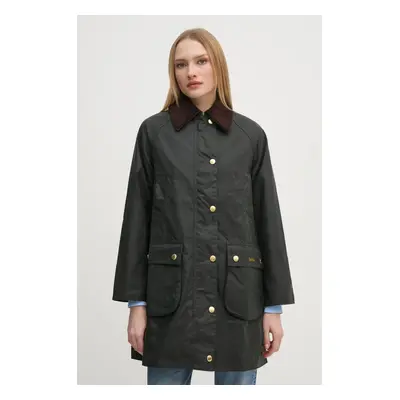 Barbour rövid kabát Long Beadnell Wax női, zöld, átmeneti, LWX1404