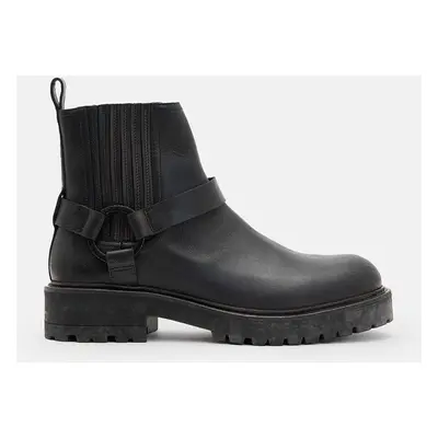 AllSaints bőr cipő Hank Biker Boot fekete, férfi, M017FB