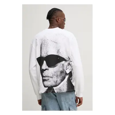 Karl Lagerfeld Jeans pamut melegítőfelső fehér, férfi, nyomott mintás, A1M20070