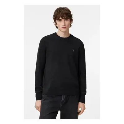 AllSaints gyapjú pulóver STATTEN fekete, sima, M039KA