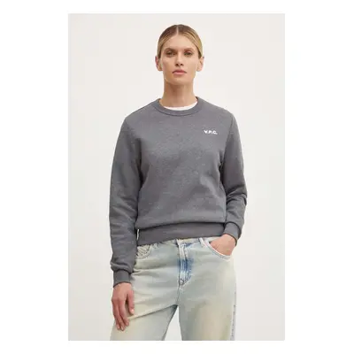 A.P.C. pamut melegítőfelső sweat boxy petit vpc szürke, női, sima, COHBR.F27918