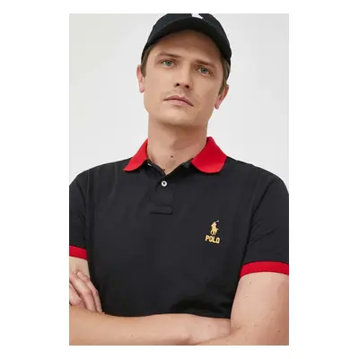 Polo Ralph Lauren pamut póló fekete, sima