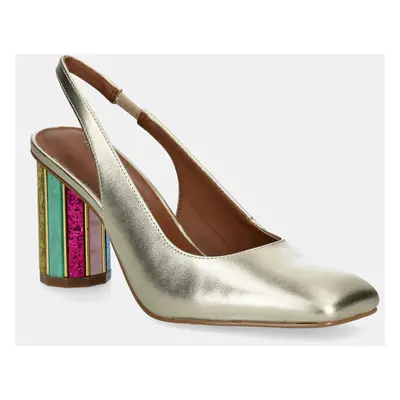 Kurt Geiger London bőr flip-flop Perspex Heel Sling sárga, magassarkú, nyitott sarokkal