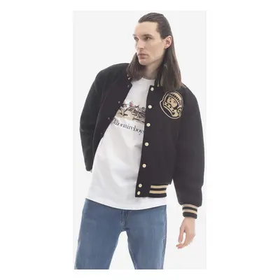 Billionaire Boys Club bomber dzseki gyapjú keverékből Astro Varsity fekete, átmeneti