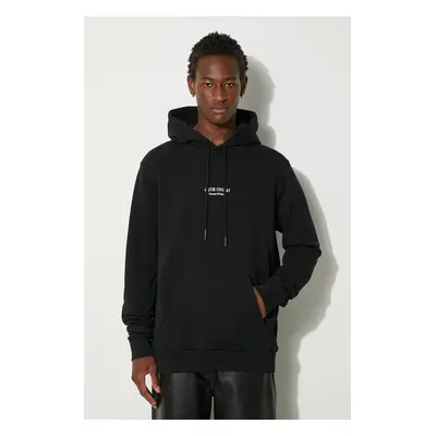 Marcelo Burlon pamut melegítőfelső Que Onda Regular Hoodie fekete, férfi, nyomott mintás, kapucn