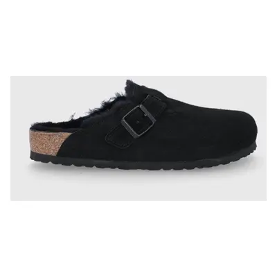 Birkenstock velúr papucs Boston fekete