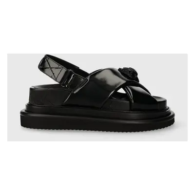 Kurt Geiger London bőr szandál Orson Cross Strap Sandal fekete, női, platformos, 2028900309