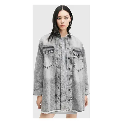 AllSaints farmerruha LILY DENIM DRESS szürke, mini, oversize, W072db