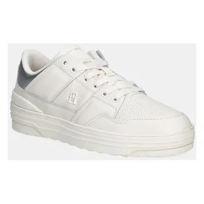 Tommy Hilfiger bőr sportcipő FEMININE BASKET SNEAKER bézs, FW0FW08326