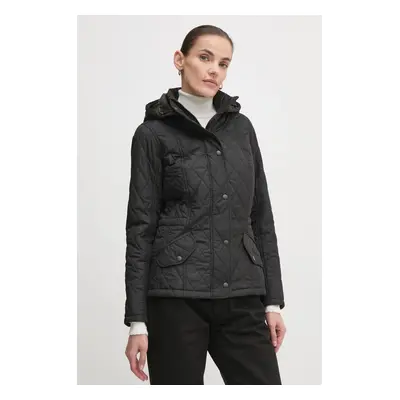 Barbour rövid kabát Millfire Quilt női, fekete, átmeneti, LQU0665