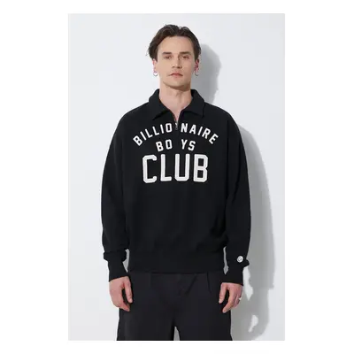 Billionaire Boys Club pamut melegítőfelső Collared Half Zip Sweater fekete, nyomott mintás, B241