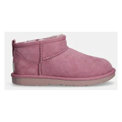 UGG gyerek hócipő velúrból KIDS CLASSIC ULTRA MINI rózsaszín, 1130750K