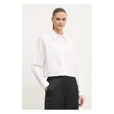 Calvin Klein pamut ing női, galléros, fehér, relaxed, K20K208068