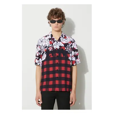 Neil Barrett ing LOOSE HAWAIIAN CHECK WITH BOLTS férfi, piros, relaxed, PBCM186.V024.1495