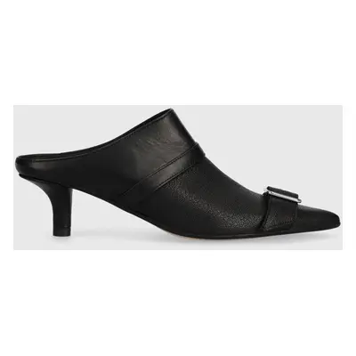 MM6 Maison Margiela bőr tűsarkú Slipper fekete, S66WX0056