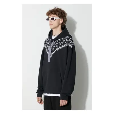 Marcelo Burlon pamut melegítőfelső Bandana fekete, férfi, nyomott mintás, kapucnis