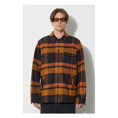 Norse Projects pamut ing Julian Organic Heavy Twill férfi, galléros, sárga, relaxed, N40-0629-70