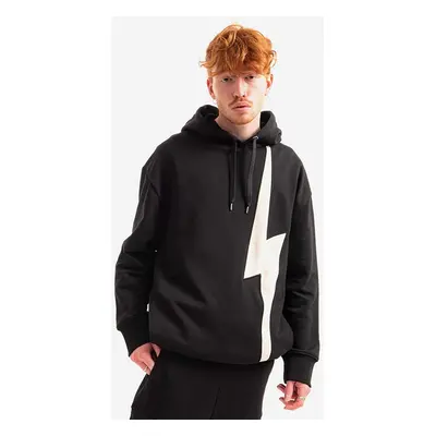 Neil Barrett pamut melegítőfelső Easy Hooded Sweatshirt fekete, férfi, nyomott mintás, kapucnis