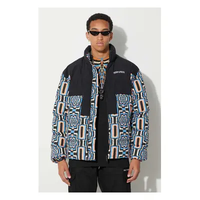 Marcelo Burlon rövid kabát Aop Optical Cross Block férfi, fekete, téli