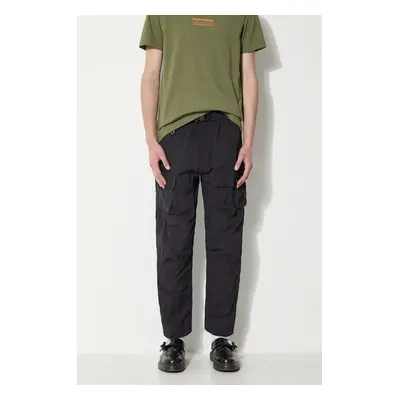 Maharishi nadrág Veg Dyed Cargo Track Pants Japanese férfi, fekete, cargo, 5040.BLACK