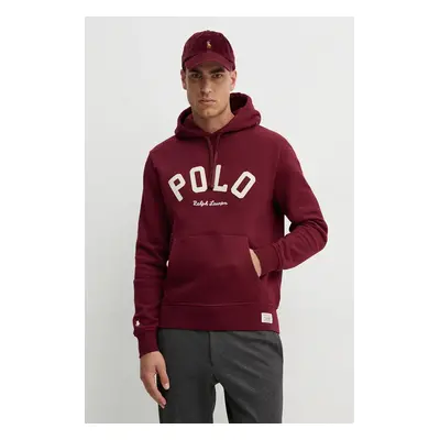 Polo Ralph Lauren felső bordó, férfi, nyomott mintás, kapucnis