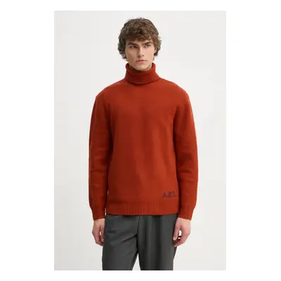 A.P.C. gyapjú pulóver pull walter narancssárga, WVBDK.M23248