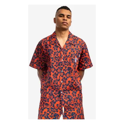 Billionaire Boys Club pamut ing Hibiscus Camo S/S Bowling Shirt férfi, galléros, piros, regular