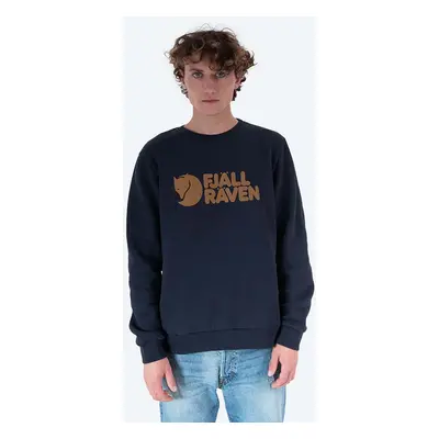 Fjallraven pamut melegítőfelső Logo Sweater sötétkék, férfi, nyomott mintás, F84142