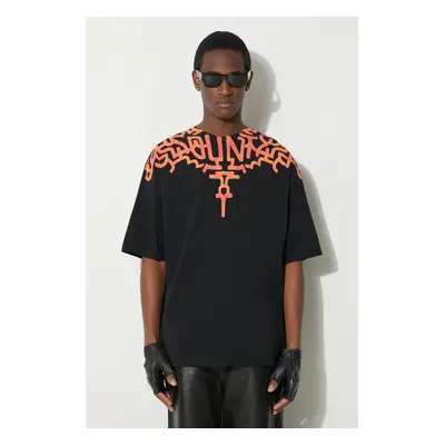 Marcelo Burlon pamut póló Graffiti Wings fekete, férfi, nyomott mintás, CMAA054S24JER0011020