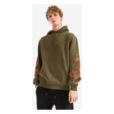 Maharishi pamut melegítőfelső Bluza Maharishi OLIVE zöld, férfi, nyomott mintás, kapucnis