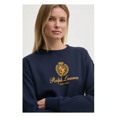 Polo Ralph Lauren felső sötétkék, női, nyomott mintás