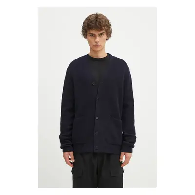 Norse Projects gyapjú kardigán Loki Wool Cotton Rib sötétkék, N45.0618.7004