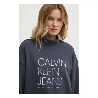 Calvin Klein Jeans pamut melegítőfelső szürke, női, nyomott mintás, J20J225082