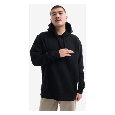 Norse Projects pamut melegítőfelső Fraser Tab Series Hoodie fekete, férfi, sima, kapucnis