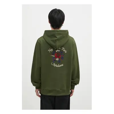 Drôle de Monsieur pamut melegítőfelső Le Hoodie Slogan Fleurs zöld, férfi, nyomott mintás, kapuc