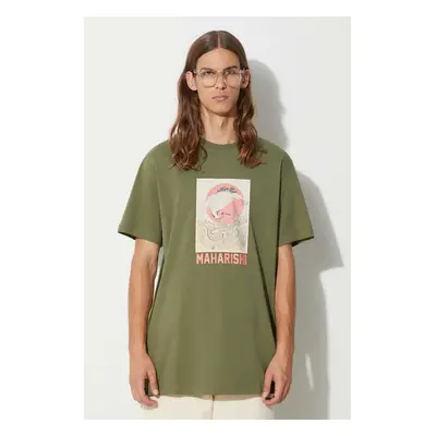 Maharishi pamut póló Peace Crane T-Shirt zöld, nyomott mintás