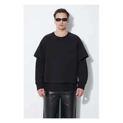 Neil Barrett felső Slim Dropped Shoulder Double Layer Sweatshirt fekete, férfi, sima, MY72251R-Y