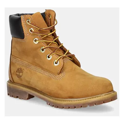 Timberland bőr cipő Premium Inch barna, női, enyhén téliesített, lapos talpú, TB1103617131