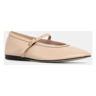 Tommy Hilfiger bőr balerina cipő BALLERINA MARYJANE PATENT bézs, FW0FW08577