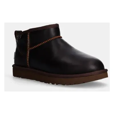 UGG bőr hótaposó Classic Ultra Mini Lthr Regen barna, 1163490-IWD