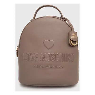 Love Moschino bőr hátizsák bézs, női, kis, sima, JC4116PP1LL1000A