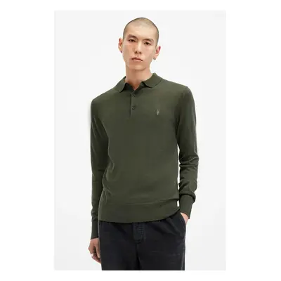 AllSaints gyapjú pulóver MODE MERINO könnyű, férfi, fekete, M085KB