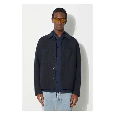 Norse Projects ingkabát Tyge Cotton Linen sötétkék, átmeneti, oversize, N50.0244.7004