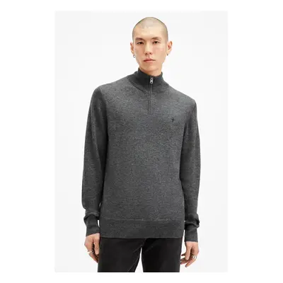 AllSaints gyapjú pulóver KILBURN ZIP FUNNEL férfi, fekete, M082KB