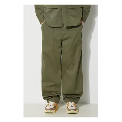 Universal Works pamut nadrág Fatigue Pant zöld, egyenes, 132.LIGHT.OLIVE