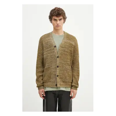 Norse Projects gyapjú kardigán Loki Wool Cotton Rib Cardigan zöld, N45.0618.8096