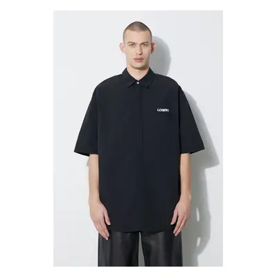 Marcelo Burlon ing Logo Nylon Over Shirt férfi, galléros, fekete, relaxed, CMGG005S24FAB0011001