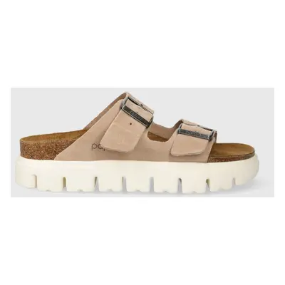 Birkenstock papucs velúrból BIRKENSTOCK X PAPILLIO Arizona Chunky bézs, női