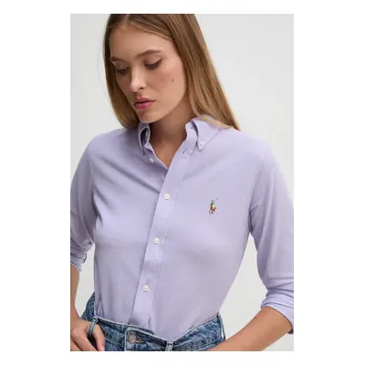 Polo Ralph Lauren pamut ing női, galléros, lila, regular